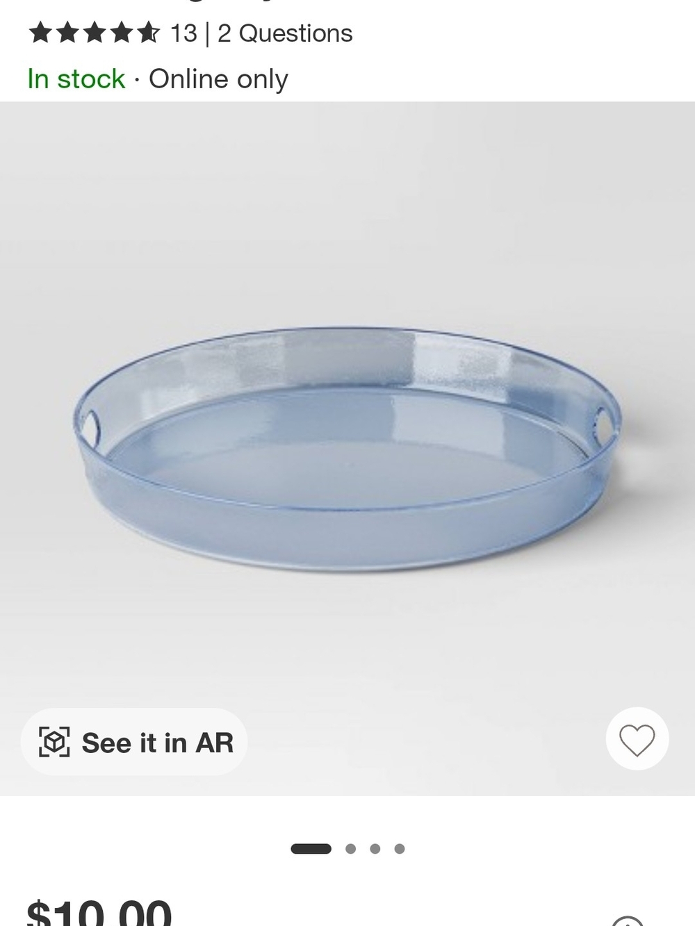 Clear Round 15in Serving Tray - Home